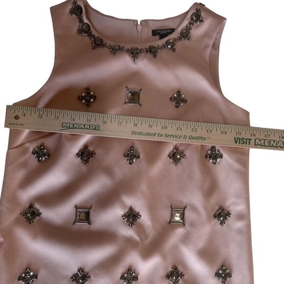 Nwt Blush Satin Rhinestone Beaded Shift Casual Dress - Picture 10 of 16